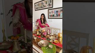 Traditional Diwali Table setup in Kansa dinnerware #diwaliinspo