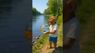 Little Monkey and fishes emotional story #animalrescue #animalstory #thesaviorpaw