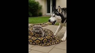 When a kitten is caught in a coils of dangerous. 😱🐍