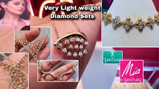 Very Light Weight Diamond Necklace Sets From Mia by Tanishq/Real Diamond Jewellery/Vadodara/Deeya
