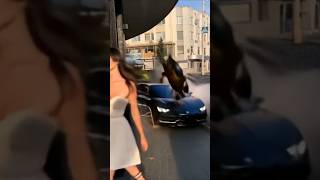 Bugatti almost hits a beautiful girl!!! #Bugatti #Action #Racing #car