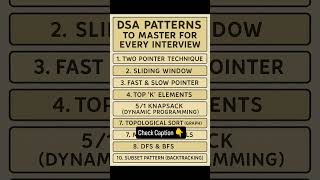✅ DSA Pattern to master for every interview #interview #datastructures #viralshorts