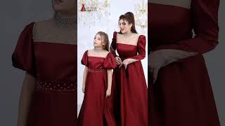 Elegant Matching Mother-Daughter Dress | Stunning Red Gown Look! 👗❤️ #shorts