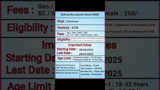 Railway Technician Vacancy Online Form 2025 | Railway RRB ITI Vacancy  | Railway Technician book |