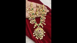 Artificial South indian Jewellery and long mala with Earrings