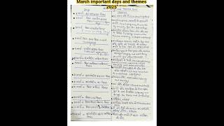 March important days and themes 2025 #staticgk #days#day#theme#currentaffairs#march#