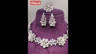 American Diamond Jewellery Wholesale & Retail. Order and inquiry on 7303879192#bridal#necklace#