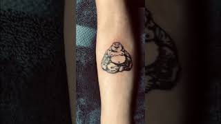 “Buddha” tattoo I did on a client’s forearm.