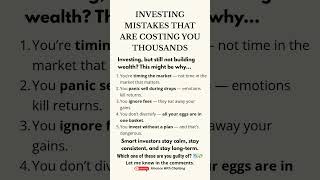 Investing Mistakes That Are Costing You Thousands #shorts #investingmistakes