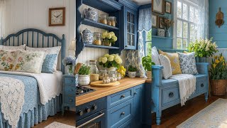 Budget-Friendly Blue Shabby Chic Farmhouse Decor: Affordable Farmhouse with Vintage Blue Accents🦢💙