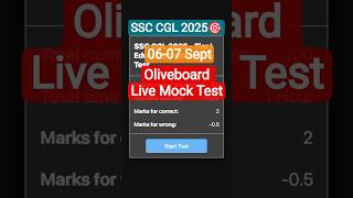 06-07 Sept🎯 Oliveboard Live Mock Test✅ SSC CGL 2025 Tier-1 #ssc #motivation #ssccgl