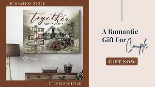 Gifts for Motorcycle Lover | Together we have it all Personalized Couple Wall Art stunninggift4u.com