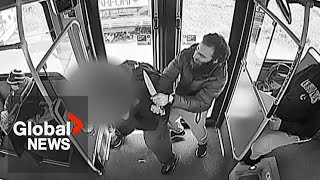 "On behalf of the Islamic State": Security video shows terror attack on Surrey bus