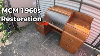 MCM 1960s Rolling Top Desk Vintage Restoration