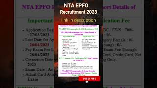 NTA EPFO Stenographer & SSA Recruitment 2023 | #thejobjourney