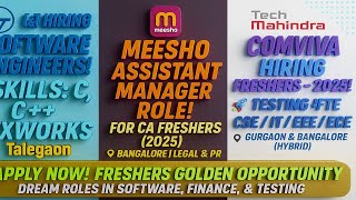 L& T,Comviva,Meesho  Biggest Hiring Drive |OFF Campus Drive For 2025, 2024 ,2023 Batch Hiring