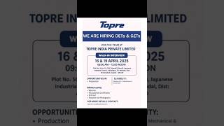 Walk-in Interview | April 2025 | DET & GET #fresherjobs #hiring #get #gujarat