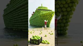 😭 The Cat on Orange Plane Destroyed the Apple Cruise Ship Built by Poor Dog and His Puppy🍏 #catlover