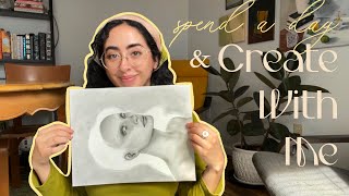 Create With Me Vlog || cooking, crafting, and portrait drawing