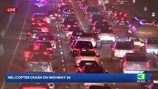 Medical helicopter crashes on Sacramento freeway just moments after takeoff
