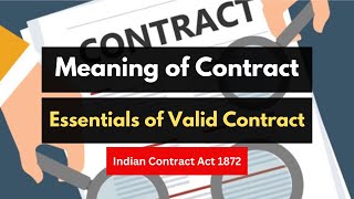 Meaning of Contract | 7 Essentials of Valid Contract | Indian Contract Act 1872 | Contract Explained