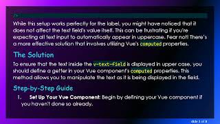 How to Set the Value of a Vuetify Text Field to Upper Case