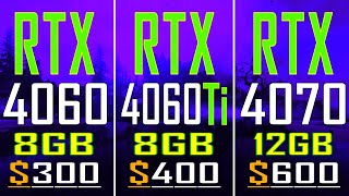 RTX 4060 vs RTX 4060Ti vs RTX 4070 // PC GAMES BENCHMARK TEST ||