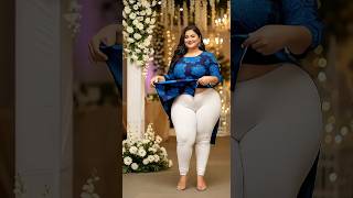 Elegant Blue Floral Kurti Look💃💙 | #Shorts​ #PlusSizeFashion​