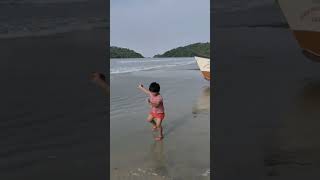 My sweet mom's funny moment at goa sea beach💝🥰 #goaseabeach #funnymoments #enjoyment #cutebaby