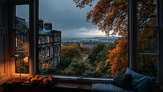 Relaxing Evening Fall Rain In Edinburgh🍂🌧️Calm Rain Ambience For Reading, Sleeping, Etc.