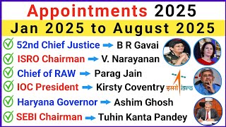Latest Appointments 2025 | Appointments 2025 | Who is Who in 2025  | Current Affairs 2025