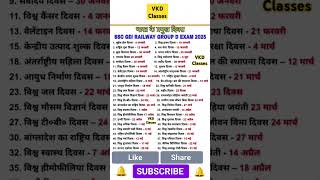 महत्वपूर्ण दिवस । Important Days । Rajasthan GK । #gk #education #rajasthangk #upsc #reetmains