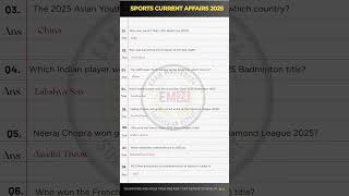 🏆 Sports Current Affairs 2025 | Top 15 Sports GK Questions | #ssccgl  #education #sscgd