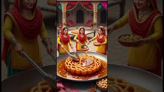 🎉 Tiny Punjabi Ladies Make a Giant Ghevar for Teej Festival | Desi Sweet Art 🍯