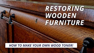 Vintage Tiger Oak Buffet Makeover | DIY Furniture Refinishing with Custom Toner & Hardware Upgrade