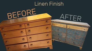 Upcycled Dresser. Refinishing an old dresser with a modern linen finish.
