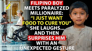 Filipino boy meets paralyzed millionaire “I just want food to cure you” - She laughs... and then...