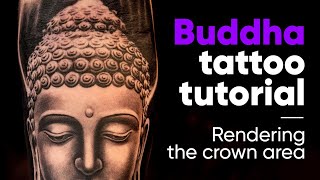 Buddha Tattoo Tutorial - How to render the Buddha Hair (Buddha Head) in a tattoo