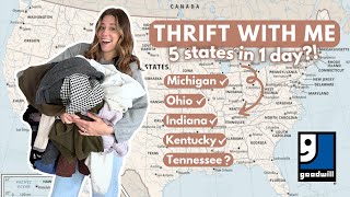 12+ Hour Thrifting ROAD TRIP | Thrift With Me | Thrift Haul Try On | Goodwill Thrift Haul