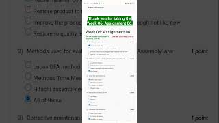 Nptel 2023 Product design and manufacturing Week-6 ANSWERS #nptelanswers