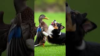 A fearless duck faces the mighty lion! 🦆💪#DuckVsLion #FearlessDuck #AnimalShowdown #WildlifeBattle