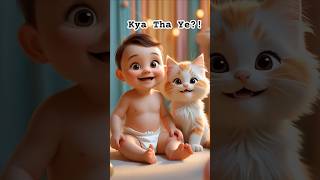 Baby and Kitten Get a Funny Surprise! 😂 | Fart Reaction Moment #shorts #babyfart  #catshorts