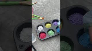 DIY CHALK PAINT!! 🖍️🩵 just crushed chalk and water! 🥰🥰🫶🏻 it dries so vibrant😍😍 #momlife #mom#