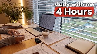 4 HOUR STUDY WITH ME | Background noise, 10 min break, No Music, Study with Merve