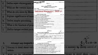 B.Pharm Sem. 5 industrial pharmacy - 1 previous year question paper 2020-21 #shorts #youtubeshorts