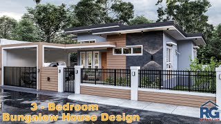 3 Bedroom Bungalow House Design with floor plan