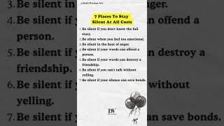 7 Places to Stay Silent at All Costs #selfcontrol #lifewisdom #powerofsilence #shorts