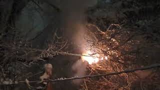 Electrical fire behind the house