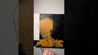 preparing the acrylic base for an oil painting of a skeleton