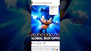 Congrats ‎@SonictheHedgehog for passing $1 billion at the global box office. #sega #sonic3movie